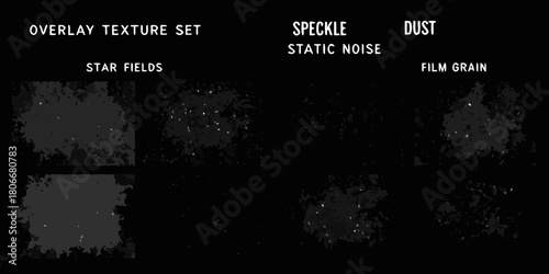 Overlay texture set with star fields speckle dust and film grain effects for design
