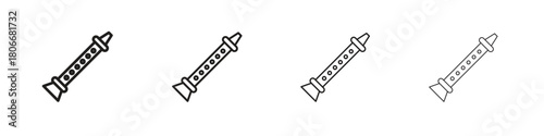 Flute icons. Simple solid style. thin stroke line icons