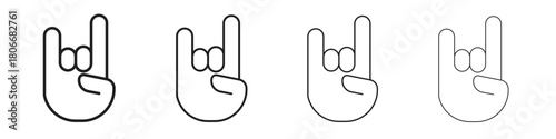 Hand Horns icons. Simple solid style. thin stroke line icons