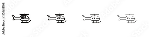 Helicopter icons. Simple solid style. thin stroke line icons