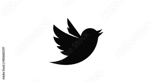 Silhouette of a bird taking flight against a white background