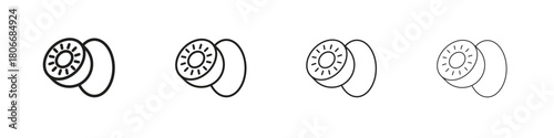 Kiwi icons. Simple solid style. thin stroke line icons