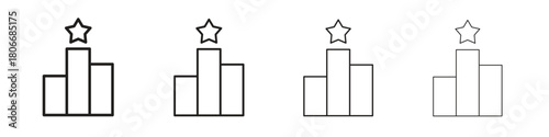 Leaderboard icons. Simple solid style. thin stroke line icons
