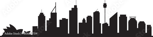 Modern sydney australia cityscape skyline silhouette featuring opera house and skyscrapers vector illustration travel background design