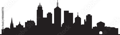 Silhouette illustration of the columbus ohio skyline featuring downtown skyscrapers and urban architecture on transparent background