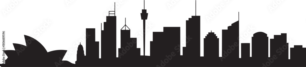 Obraz premium Sydney australia city skyline silhouette with opera house and modern high rise buildings vector illustration for travel graphic