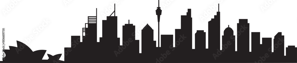 Naklejka premium Sydney australia skyline silhouette illustration vector modern cityscape panorama with landmark buildings and famous architecture