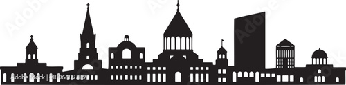 Tbilisi georgia skyline silhouette illustration vector modern cityscape panorama with landmark buildings and famous architecture
