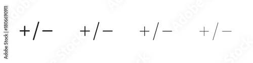 Plus minus icons. Simple solid style. thin stroke line icons