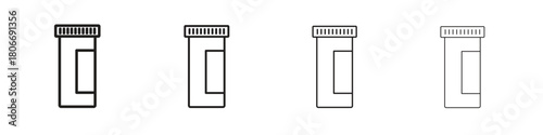 Prescription bottle icons. Simple solid style. thin stroke line icons