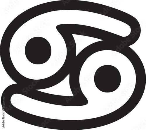 Cancer zodiac sign icon symbol vector design for crafts and HTV cut files: Vector illustration of the Cancer zodiac symbol in a clean graphic style ideal for Cricut, HTV, and craft projects.