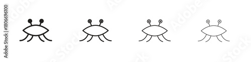 Spaghetti Monster Flying icons. Simple solid style. thin stroke line icons