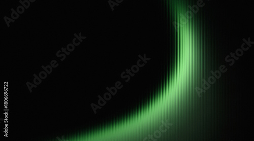 Abstract vibrant green textured light arc on a digital deep background