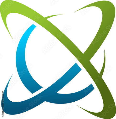green round orbit technology vector logo abstract
