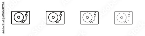 Turntable icons. Simple solid style. thin stroke line icons