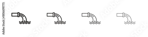 Wastewater icons. Simple solid style. thin stroke line icons