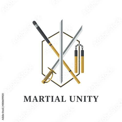 Martial Arts Weapons Unity Shield Logo
