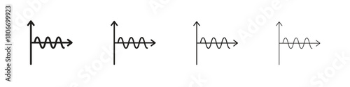 Wave sine icons. Simple solid style. thin stroke line icons