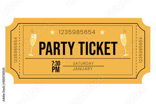party ticket. ticket template. party invite.