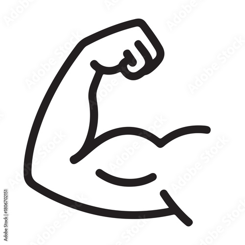 Muscle icon. Bicep symbol. Strong arm vector illustration. Gym logo