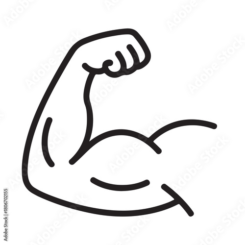 Muscle icon. Bicep symbol. Strong arm vector illustration. Gym logo
