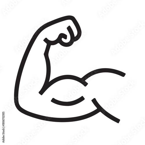 Muscle icon. Bicep symbol. Strong arm vector illustration. Gym logo