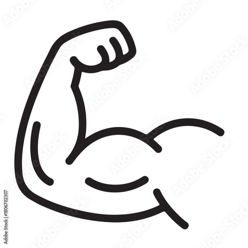Muscle icon. Bicep symbol. Strong arm vector illustration. Gym logo
