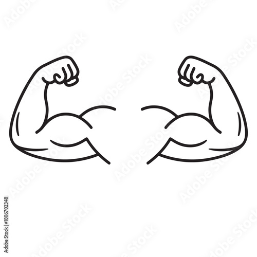 Muscle icon. Bicep symbol. Strong arm vector illustration. Gym logo