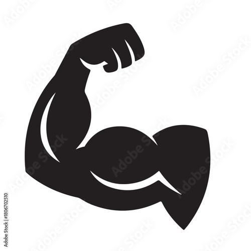 Muscle icon. Bicep symbol. Strong arm vector illustration. Gym logo
