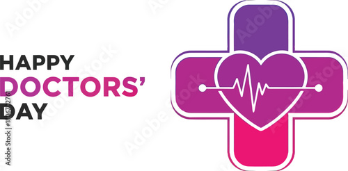 Happy doctors day greeting card isolated on white background