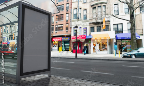 Wallpaper Mural Advertise your brand with a blank billboard at a modern bus stop in a bustling city center for maximum exposure Torontodigital.ca