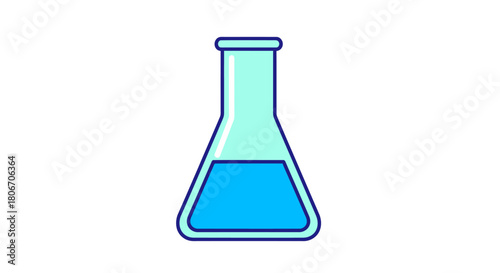 Erlenmeyer flask illustration with two cyanblue No Background