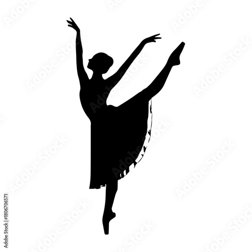 Ballet Dancer Silhouette Graceful Pose Depicting Movement and Elegance in Dance