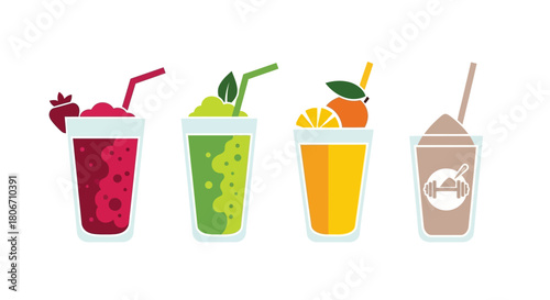 Colorful Smoothie Collection: A Vibrant and Healthy Drink Assortment.