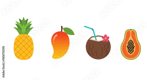 Tropical Fruit Medley: Pineapple Mango Coconut and Papaya.