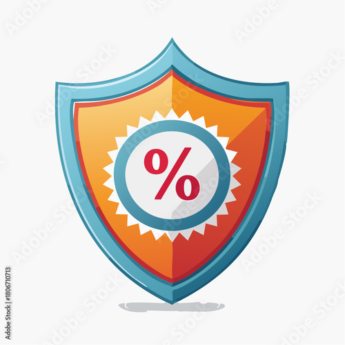 Shield with Percent Symbol representing discounts and savings