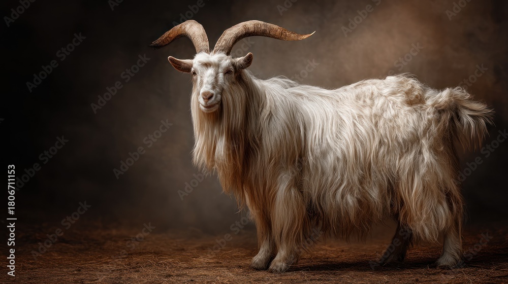 Fototapeta premium Majestic goat portrait in soft light