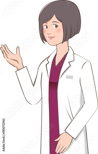 白衣を着た若い女性斜め向き