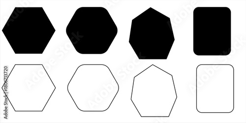 quadrangle, pentagon, hexagon, octagon icon. vector geometry pentagonal, hexagonal, octagonal polygon. five, six, eight sided polygon lines, vector