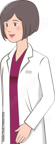 白衣を着た若い女性斜め向き