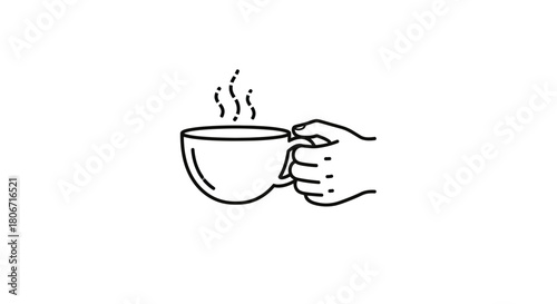 Hand holding hot coffee cup icon vector illustration