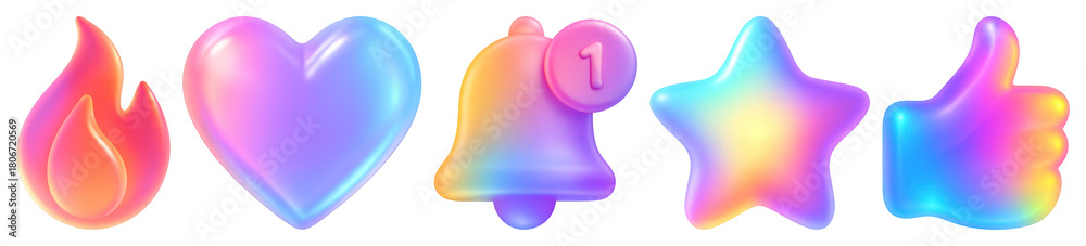 Fototapeta premium Colorful gradient social media icons.