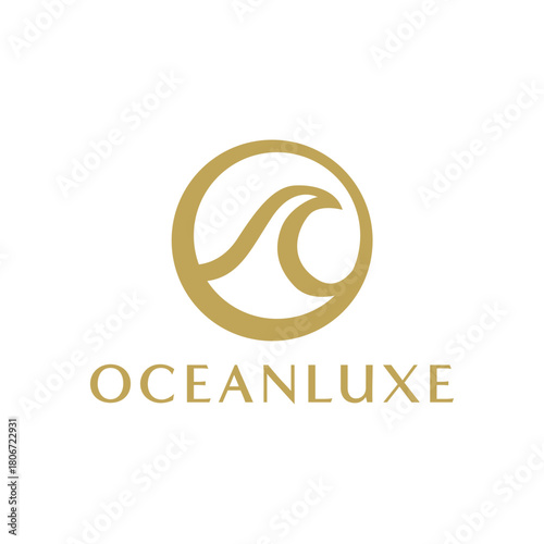 Elegant wave symbol enclosed in a clean circular shape, crafted in a premium minimalist style ideal for luxury branding. Editable Vector File
