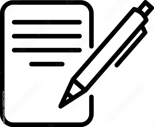 Document with Pen – Writing & Editing Line Vector Icon