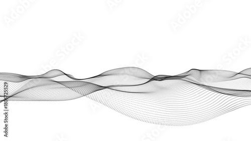 Abstract wave shape. Particles on white background in slow motion. Seamless loop	 4k

