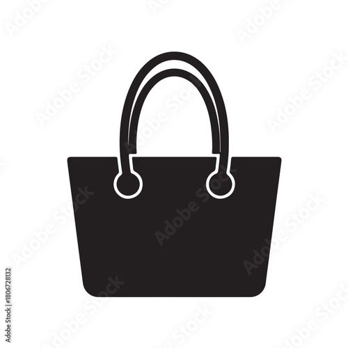 Shopping bag icon symbol, retail purchase accessory, vector graphic