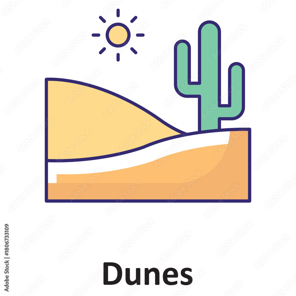 Fototapeta premium Dunes Vector icon which can easily modify or edit