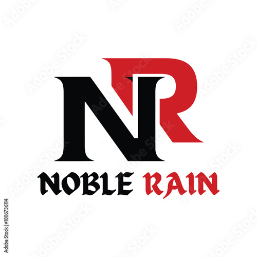 Bold NR Noble Rain Logo – Powerful Gothic Initials for Modern Luxury & Streetwear Brands