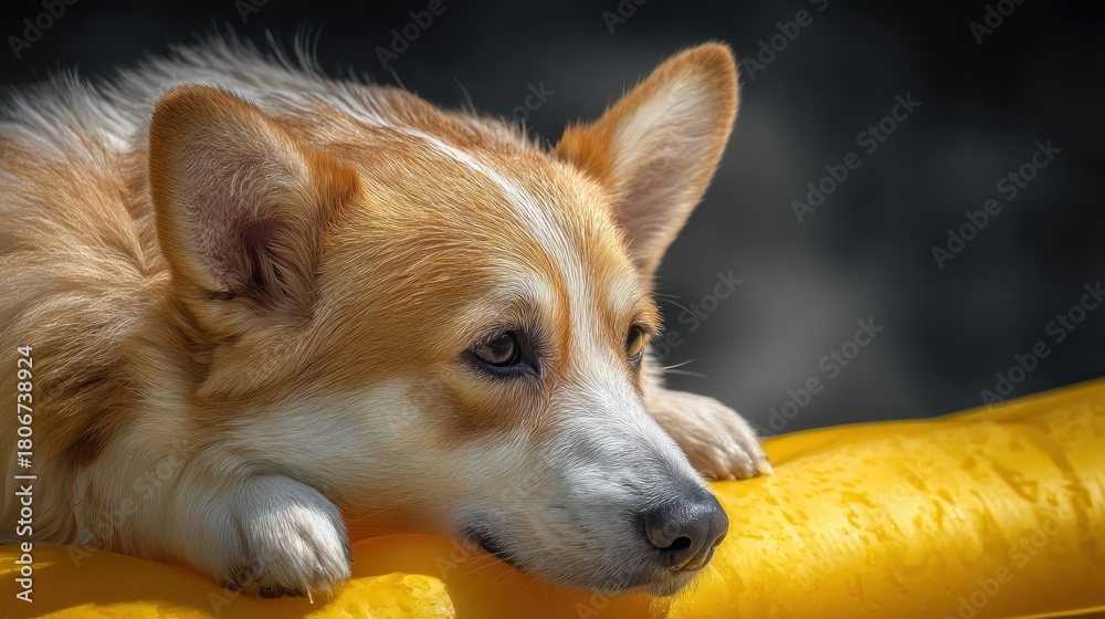 Obraz premium Corgi resting outdoors