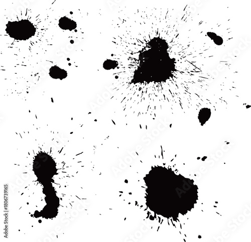 血痕・血のベクター素材のセット　黒